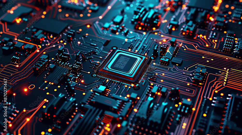 Obraz premium Electronic components, integrated circuit boards, electronic devices