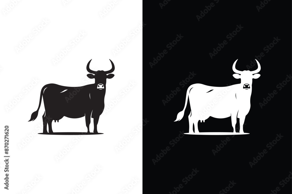 Cow icon. Cow black silhouette isolated on white background. Vector illustration. Cow icon. Cow black silhouette isolated on white background. Vector illustration.