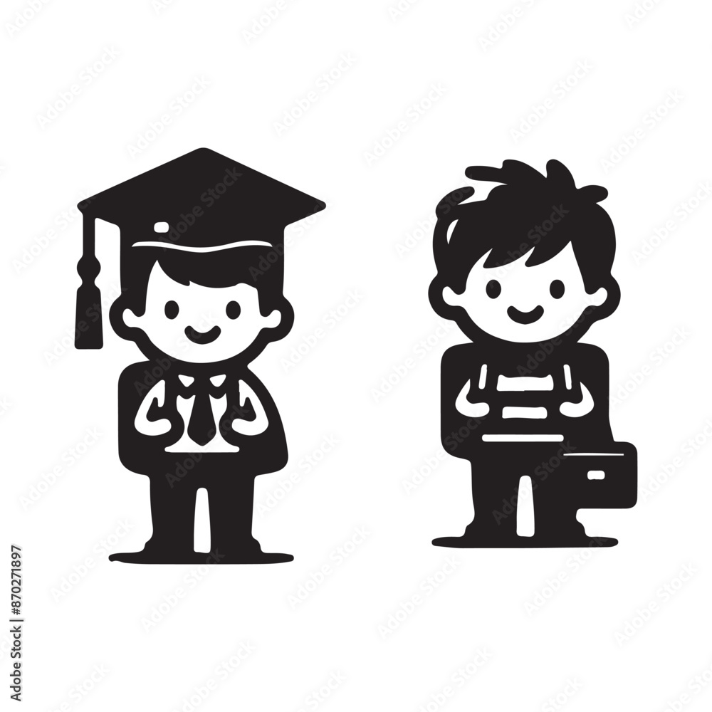 Vector illustration clipart Children's group set black silhouette on an isolated white background Vector illustration clipart Children's group set black silhouette on an isolated white background