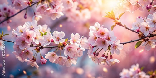 Fototapeta Naklejka Na Ścianę i Meble -  Beautiful cherry blossom flower background wallpaper.