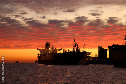 Ships in Port at Sunrise