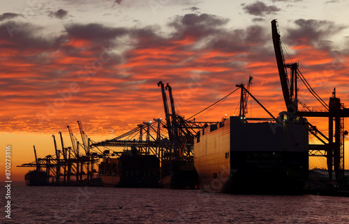 Ships in Port at Sunrise