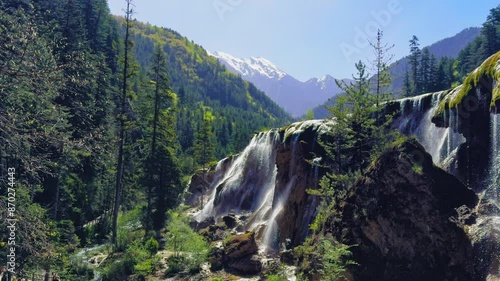 Pearl Shoal Waterfall in Jiuzhai Valley National Park, China.