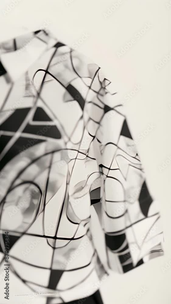 A circular out crop top featuring a pattern of intersecting lines and shapes. A circular out crop top featuring a pattern of intersecting lines and shapes.