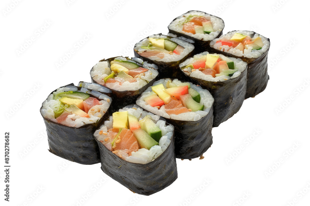 Korean Sushi roll isolated on transparent background