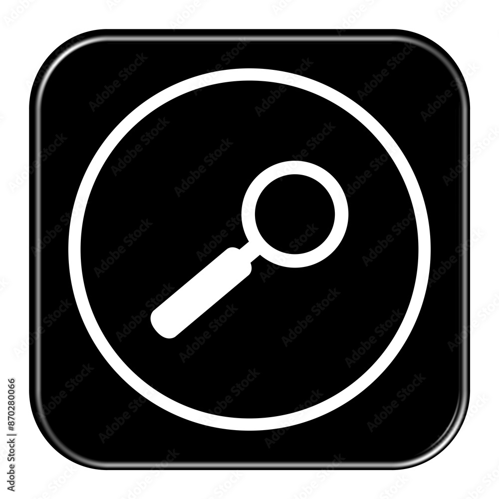 Weißes Icon auf schwarzem Button: Lupe Weißes Icon auf schwarzem Button: Lupe