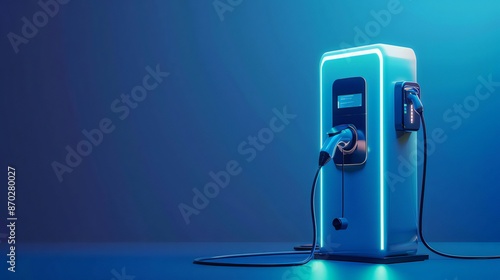 the idea of an electric vehicle charging station with a plugged power cable supply are all related to this notion