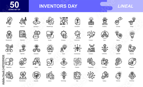 Inventors Day icon set