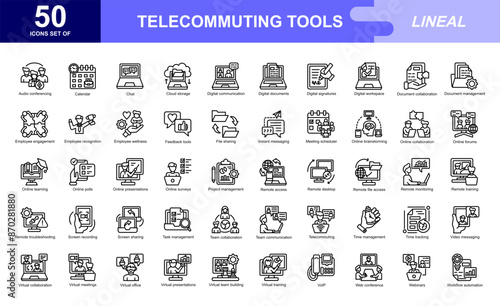 Telecommuting Tools icon set