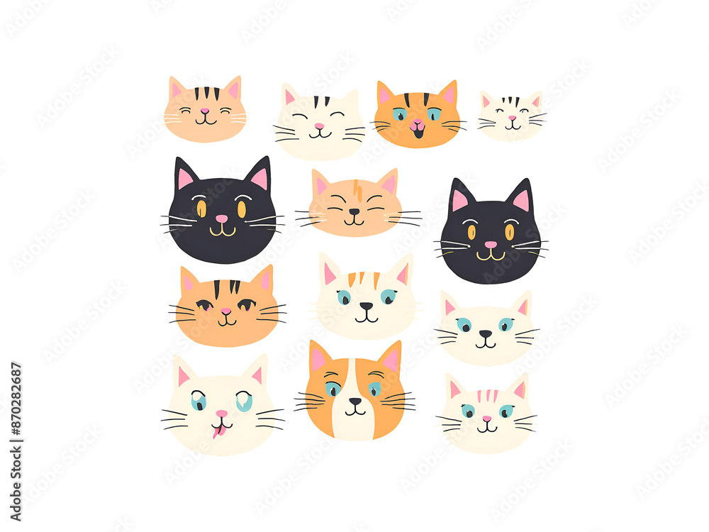 Obraz premium Funny Cats Clipart, Funny Cat Faces 