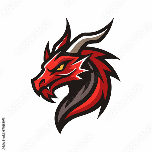 Dragon head tattoo and logo template vector illustration