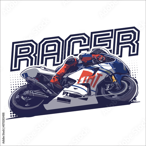big motorbike racer is turning. cornering and kneedown racer
