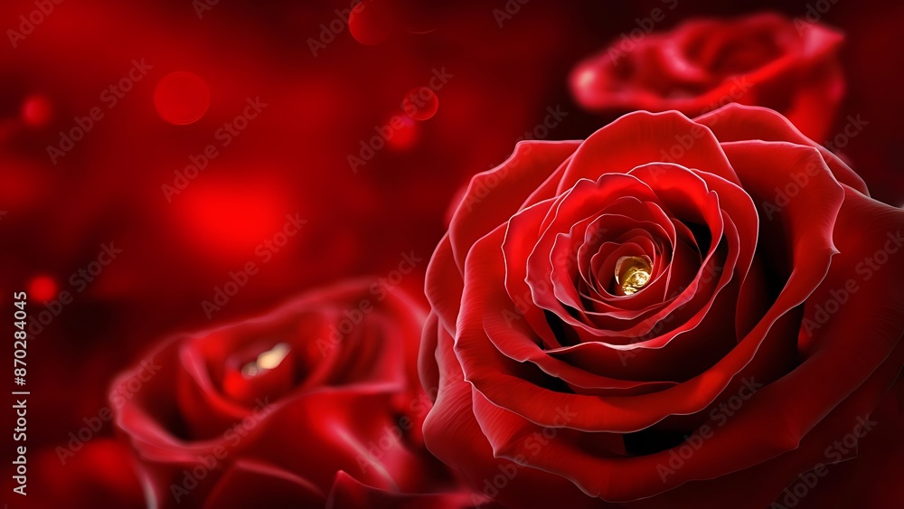 Naklejka premium Red romantic rose background of love symbol