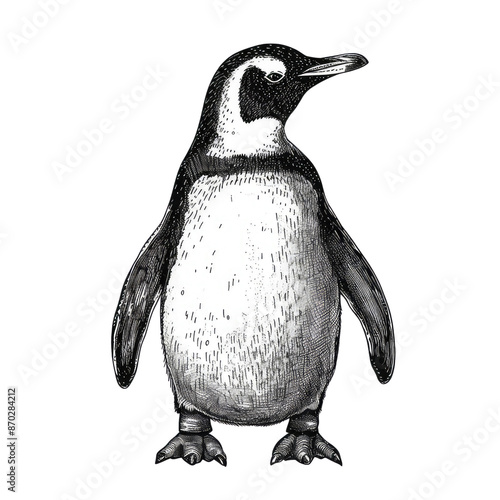 Black And White Drawing Penguin Illustration Art, Generative AI