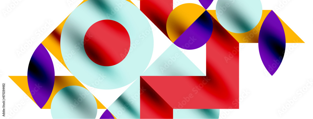 Metal color circles with shadows and other geometric elements composition for wallpaper, banner, background or landing Metal color circles with shadows and other geometric elements composition for wallpaper, banner, background or landing