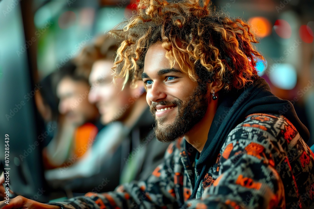 Happy game developers creating engaging games Developers excited about their latest game project Happy game developers creating engaging games Developers excited about their latest game project