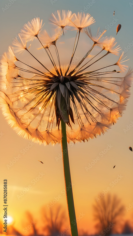 Obraz premium dandelion on the sky background