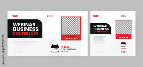 Live marketing strategies webinar invitation banner and social media post design. Business conference webinar invitation template. EPS vector illustration.