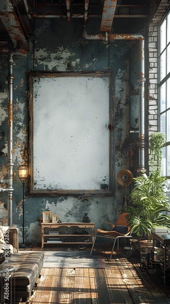 Mockup of a Weathered Distressed Frame in Moody Dramatic Lighting of an Urban Studio Vibe Mockup of a Weathered Distressed Frame in Moody Dramatic Lighting of an Urban Studio Vibe