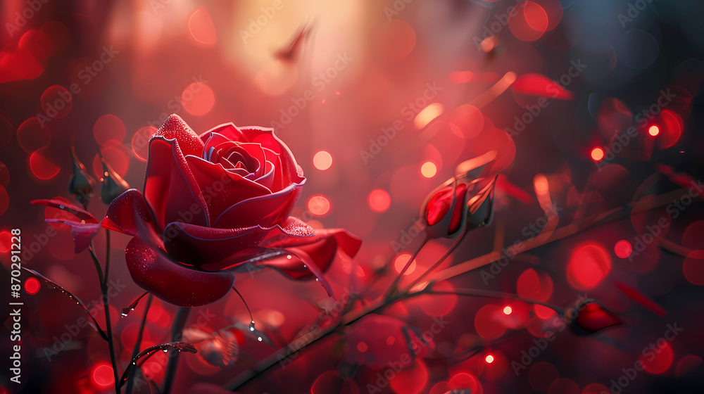 A red rose in the foreground A red rose in the foreground