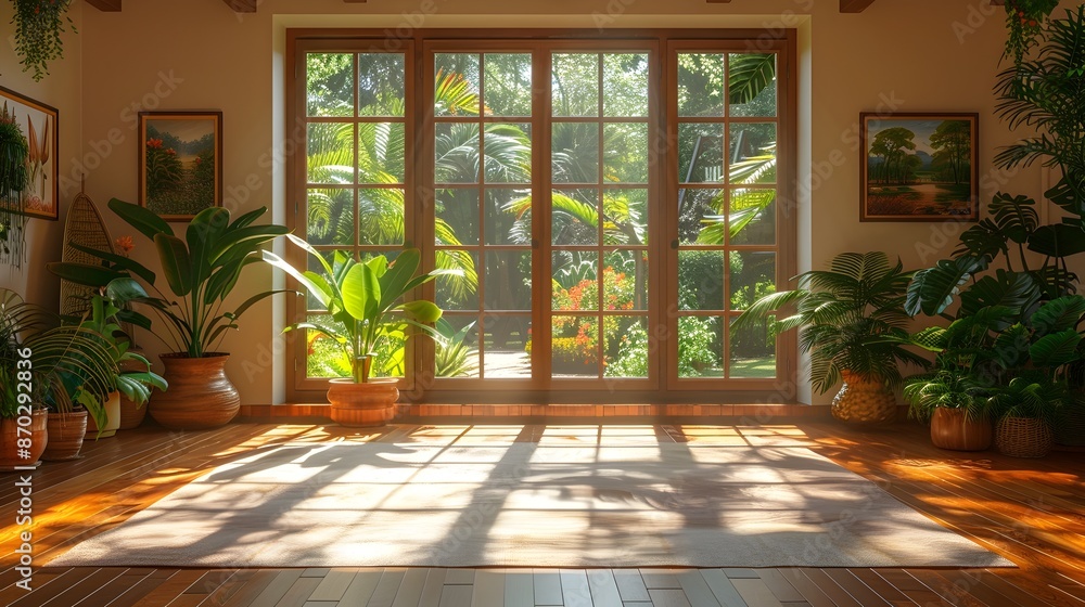 Serene White Background Frame Mockup in Bright and Airy Home Conservatory with Abundant Natural Light and Lush Tropical Plants for a Harmonious Indoor Oasis Serene White Background Frame Mockup in Bright and Airy Home Conservatory with Abundant Natural Light and Lush Tropical Plants for a Harmonious Indoor Oasis