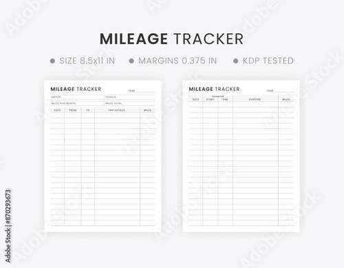 Mileage Tracker Printable, Work Trip Miles Tracker Template, Business Vehicle Mileage Log, Monthly Mileage Report Form