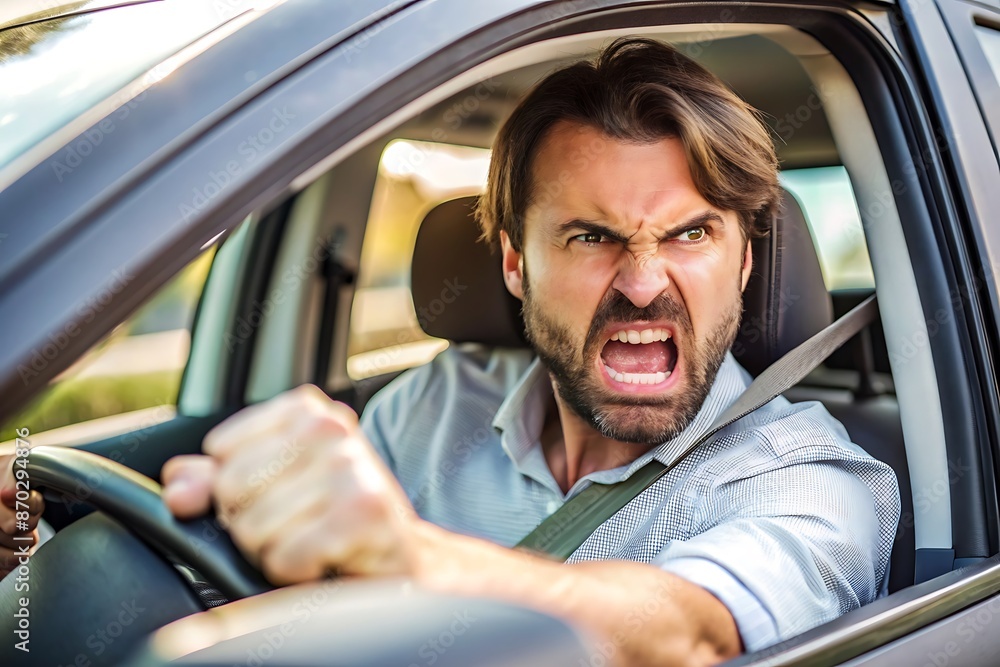 Angry Driver in Car. Angry Driver in Car.