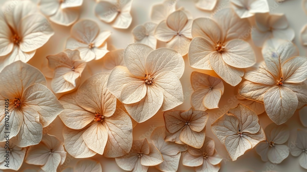 Beautiful Pale Hydrangea Petals Background - Generative AI Beautiful Pale Hydrangea Petals Background - Generative AI