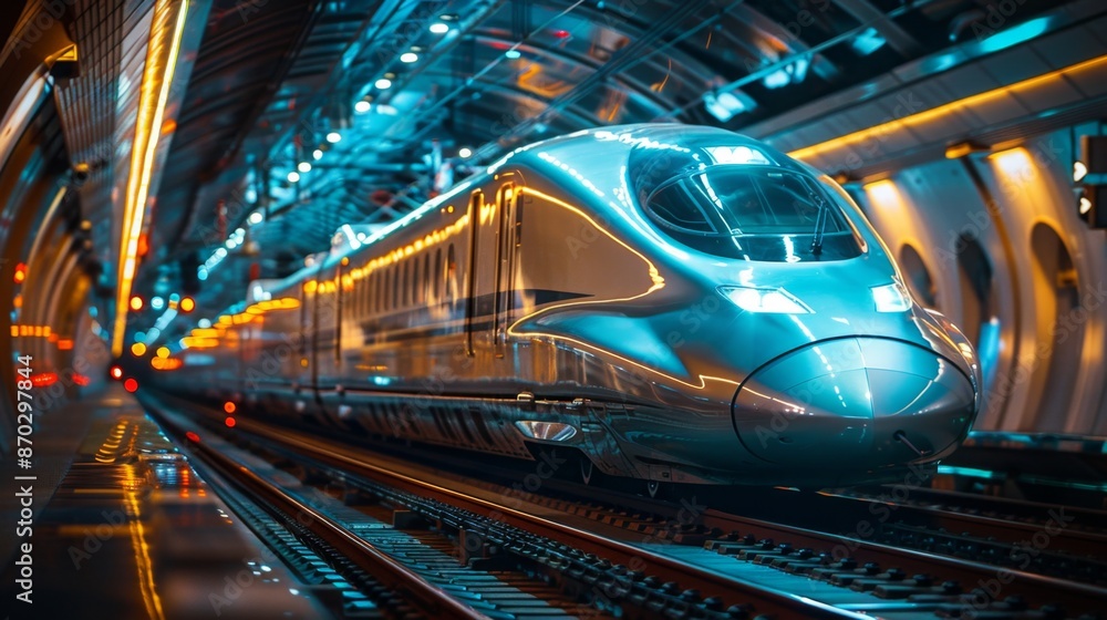 High-Speed Train in Modern Underground Station - Generative AI High-Speed Train in Modern Underground Station - Generative AI