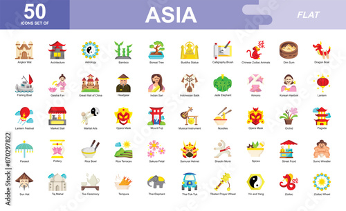 Asia heritage icon set
