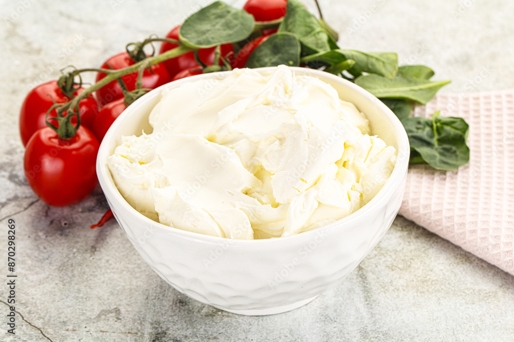 Soft cream cheese in the bowl Soft cream cheese in the bowl