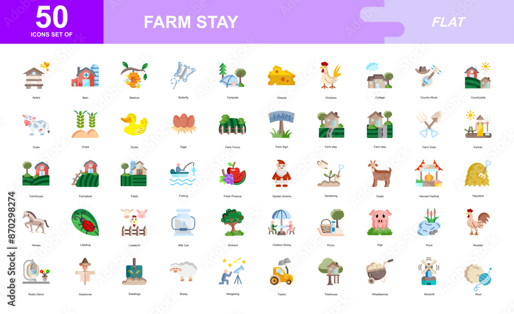 Farm stay icon set Farm stay icon set
