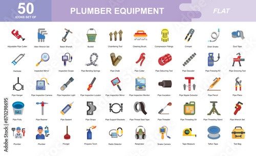 Plumber Equipment icon set