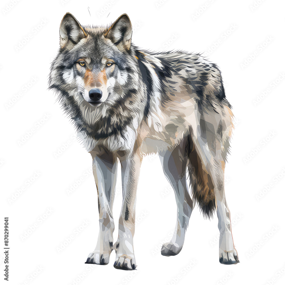 Fototapeta premium Black And White Drawing Wolf Illustration Art, Generative AI