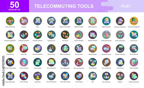 Telecommuting Tools icon set