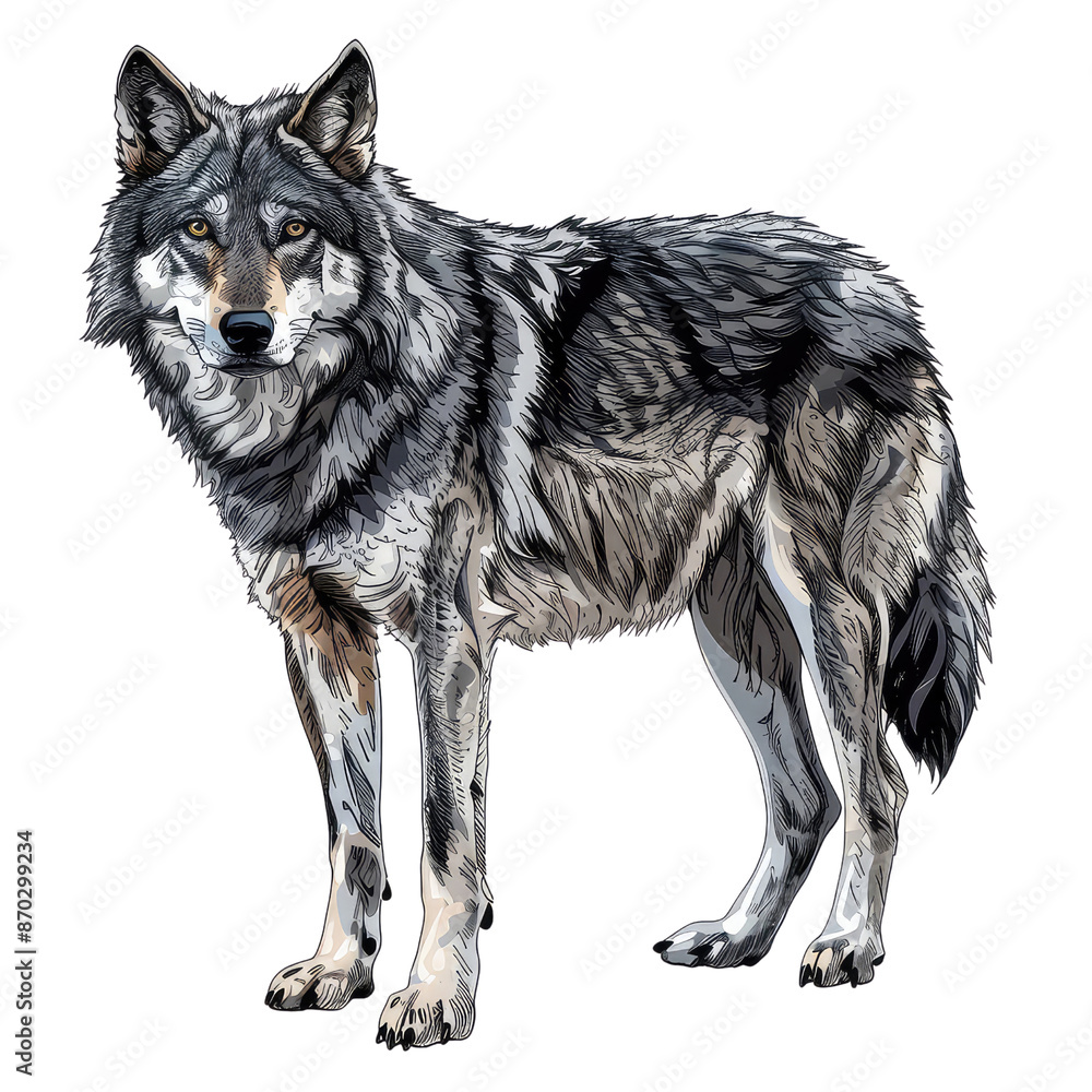 Black And White Drawing Wolf Illustration Art, Generative AI Black And White Drawing Wolf Illustration Art, Generative AI