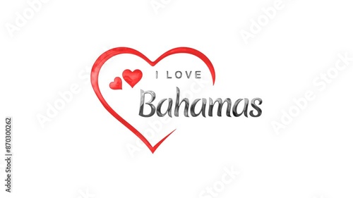 Wallpaper Mural I Love Bahamas Text Animation with Transparent Background. Design suitable for Bahamas themed events, advertisements, social media posts. Torontodigital.ca