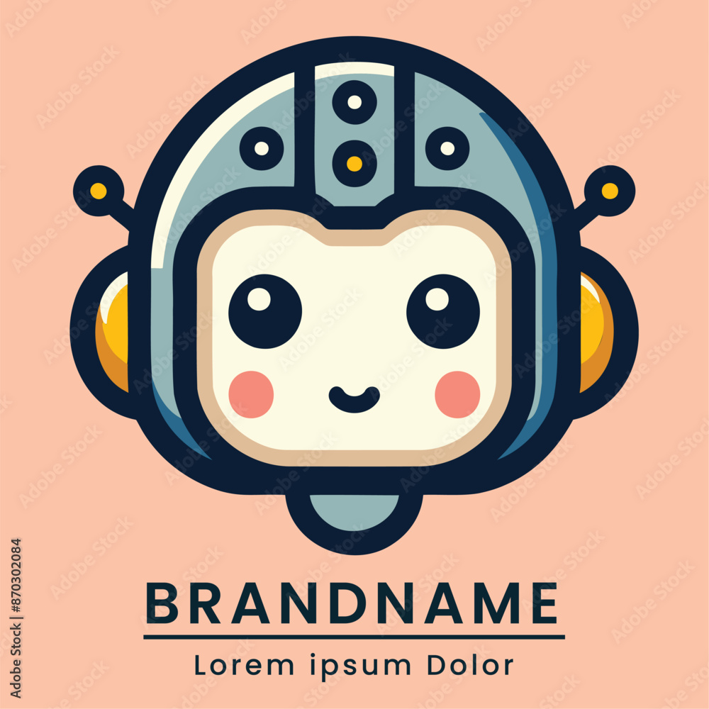 Playful and friendly robot logo with a cute and approachable design great for tech startups or educational products Playful and friendly robot logo with a cute and approachable design great for tech startups or educational products