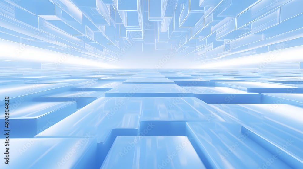 Fototapeta premium 3d rendering of white and blue abstract geometric background. Scene for advertising, technology, showcase, banner, game, sport, cosmetic, business, metaverse. Sci-Fi Illustration. Product display