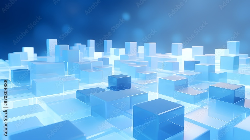 Obraz premium 3d rendering of white and blue abstract geometric background. Scene for advertising, technology, showcase, banner, game, sport, cosmetic, business, metaverse. Sci-Fi Illustration. Product display