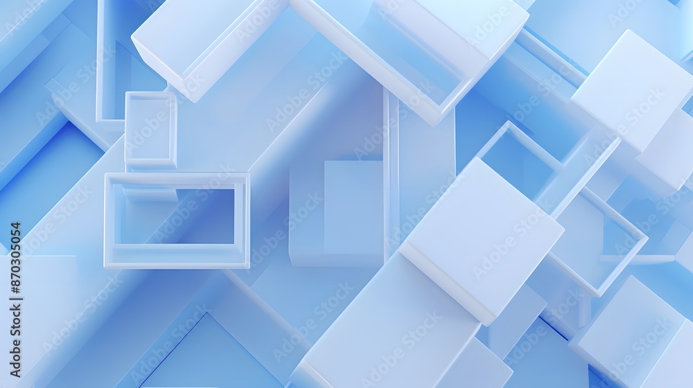 Fototapeta premium 3d rendering of white and blue abstract geometric background. Scene for advertising, technology, showcase, banner, game, sport, cosmetic, business, metaverse. Sci-Fi Illustration. Product display