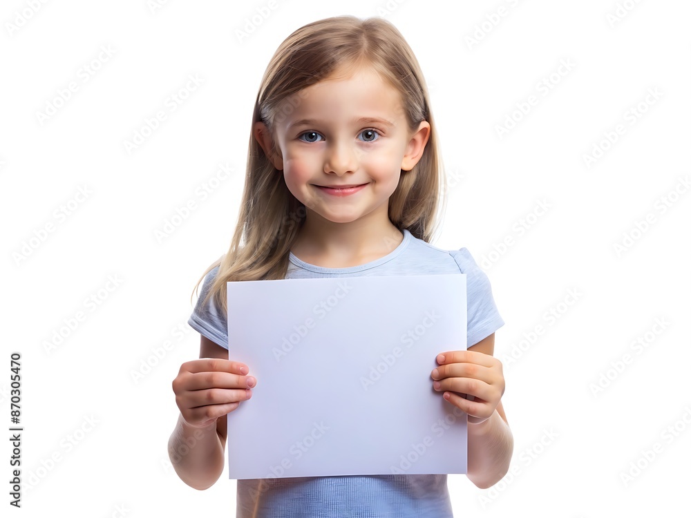 Happy Little Girl Holding Blank Sign. Happy Little Girl Holding Blank Sign.