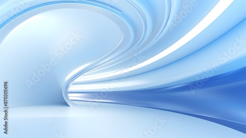 Fototapeta Naklejka Na Ścianę i Meble -  3d rendering of white and blue abstract geometric background. Scene for advertising, technology, showcase, banner, game, sport, cosmetic, business, metaverse. Sci-Fi Illustration. Product display