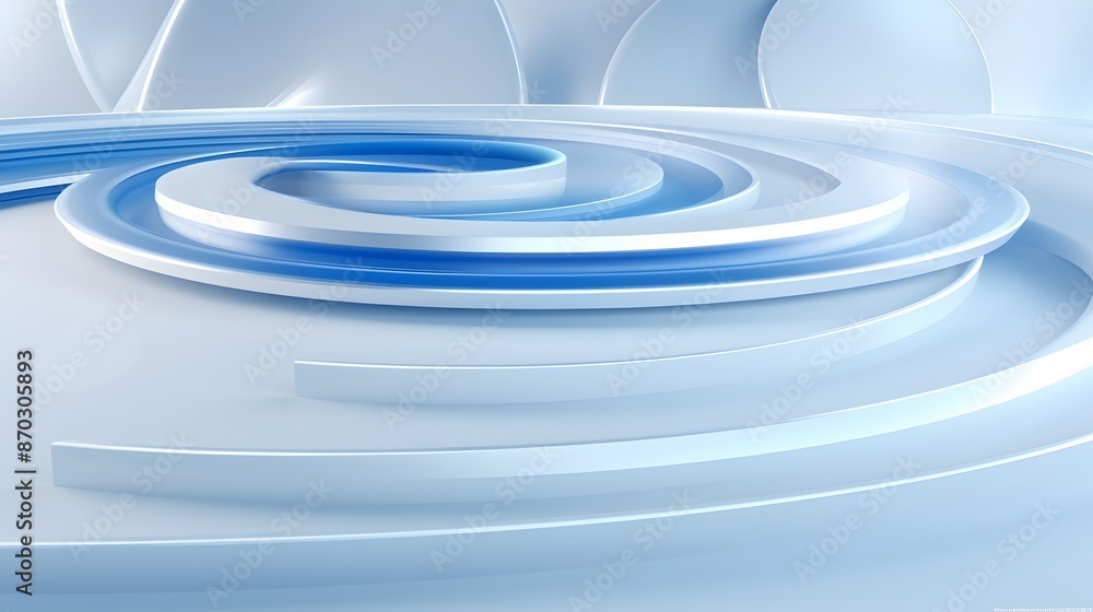 Obraz premium 3d rendering of white and blue abstract geometric background. Scene for advertising, technology, showcase, banner, game, sport, cosmetic, business, metaverse. Sci-Fi Illustration. Product display