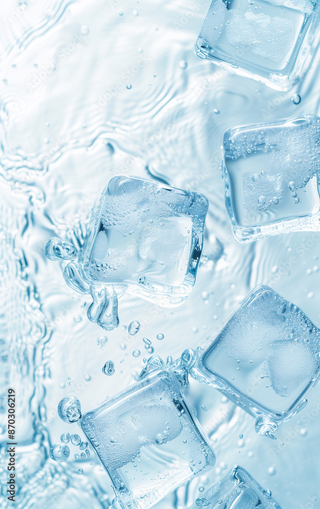 Cubed ice cubes in the water, closeup Cubed ice cubes in the water, closeup
