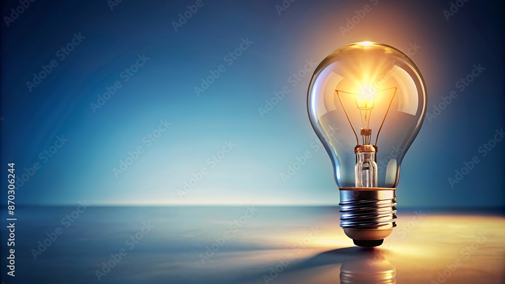 Glowing Light Bulb on Blue Background. Glowing Light Bulb on Blue Background.