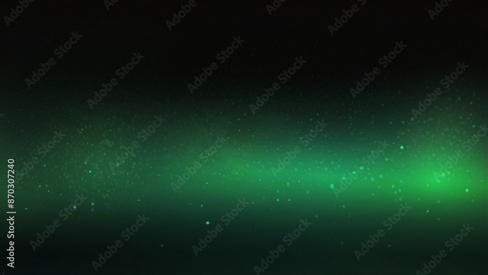 Obraz premium A dark green to black gradient, simulating a cosmic nebula or aurora borealis, the image contains soft waves and diffuse luminous particles, creating a sense of depth and space atmosphere