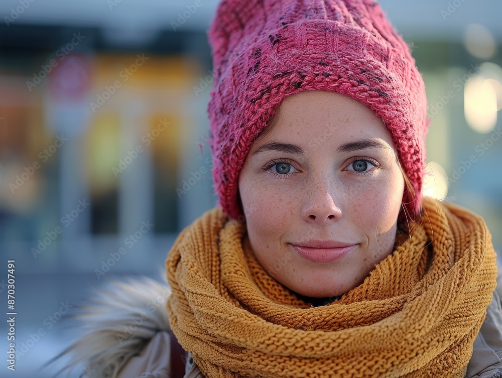 Smiling woman in winter attire. Smiling woman in winter attire.