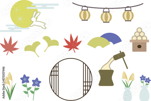 かわいいお月見のイラスト素材セット