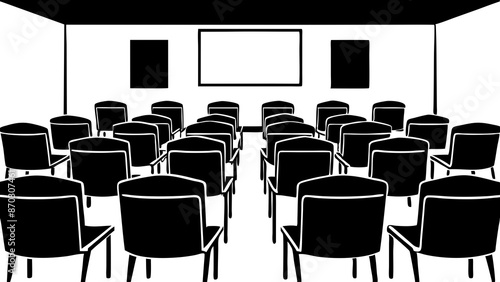 conference hall with chairs Vector Illustration 